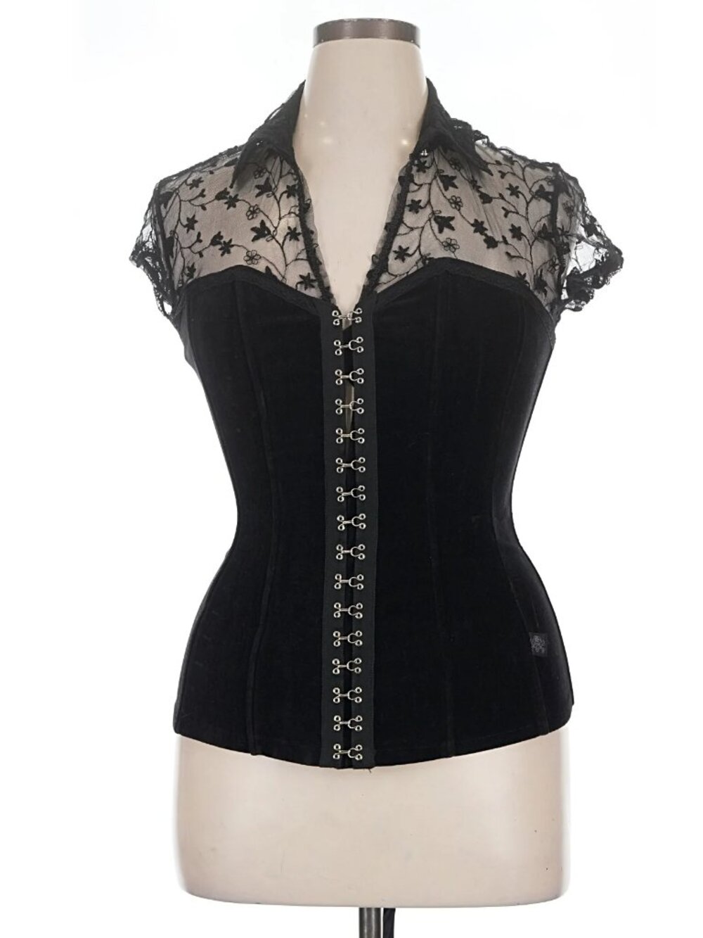 Velvet Lace Up Corset Bustier Top VINTAGE Y2K WHIMSIGOTH GOTHIC PUNK EMO RARE